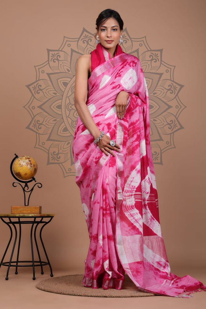 Sc Shloka A Linen Colors Printed Sarees Catalog